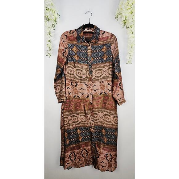 Soft Surroundings Boho Maxi Shirt Dress Duster Button Front Western Country PS - Picture 4 of 15